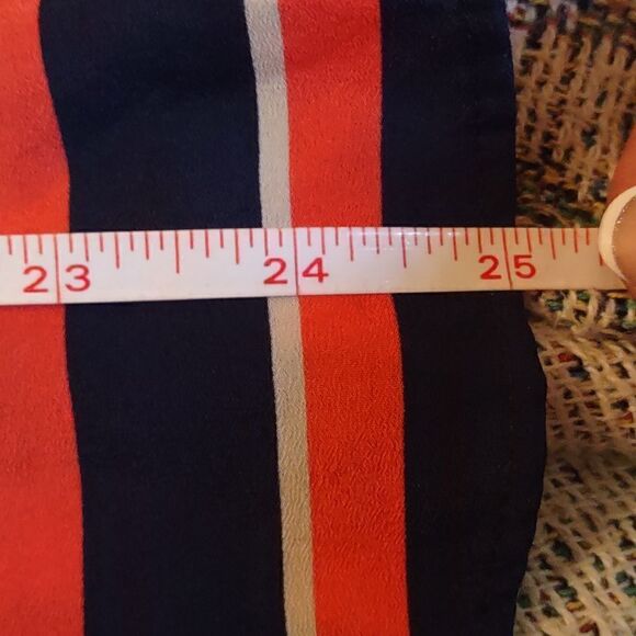 Banana Republic Women's size M top navy orange festive‎ flutter sleeve skirted - Picture 7 of 8